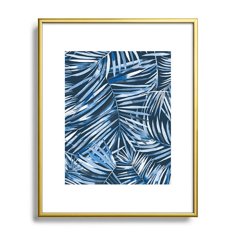 Ninola Design Palms branches navy Metal Framed Art Print