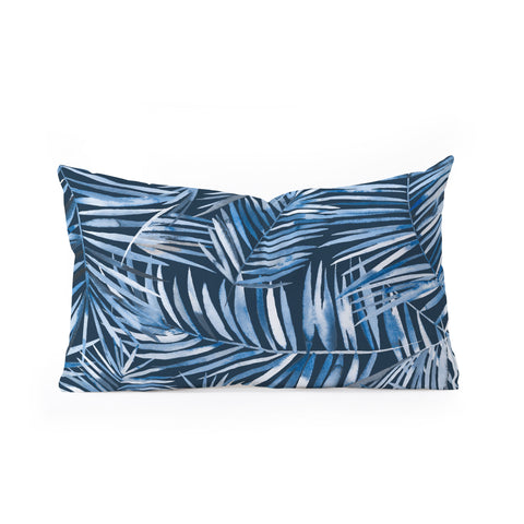 Ninola Design Palms branches navy Oblong Throw Pillow
