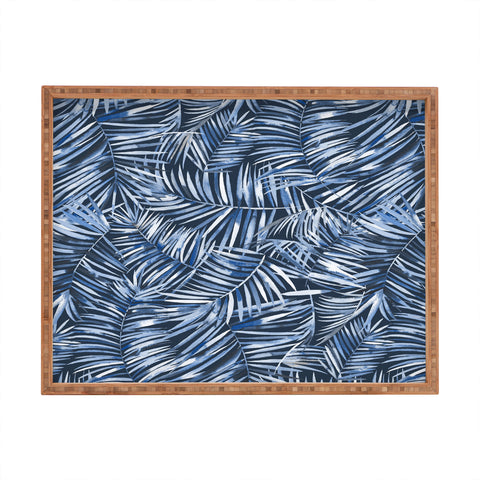 Ninola Design Palms branches navy Rectangular Tray