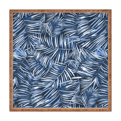 Ninola Design Palms branches navy Square Tray