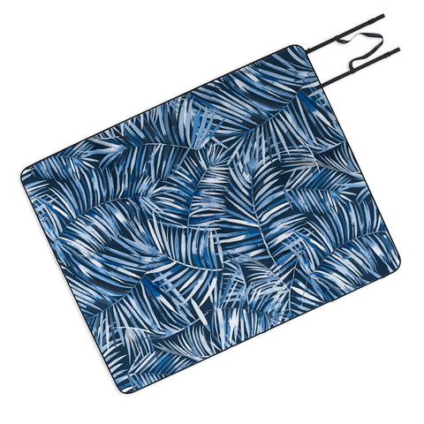 Ninola Design Palms branches navy Picnic Blanket