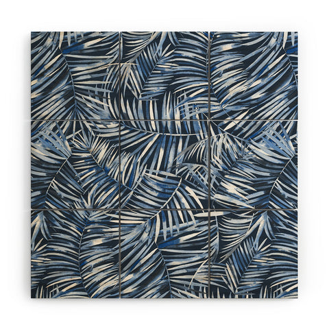Ninola Design Palms branches navy Wood Wall Mural