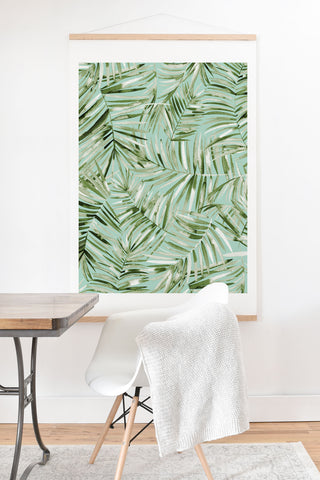 Ninola Design Palms branches soft green Art Print And Hanger