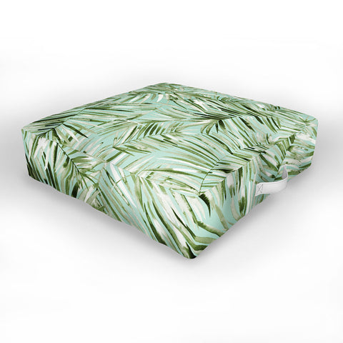 Ninola Design Palms branches soft green Outdoor Floor Cushion