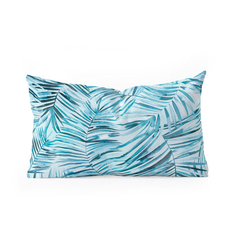 Ninola Design Palms branches summer blue Oblong Throw Pillow