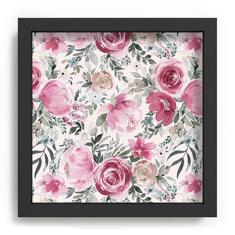 Ninola Design Pastel peony rose bouquet Pink Recessed Framing Square
