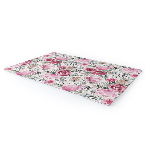 Ninola Design Pastel peony rose bouquet Pink Area Rug