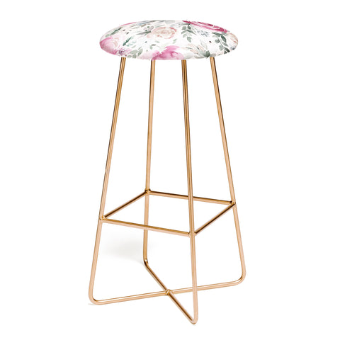 Ninola Design Pastel peony rose bouquet Pink Bar Stool