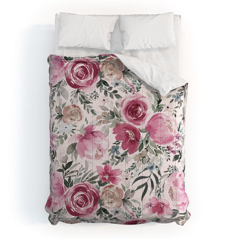 Ninola Design Pastel peony rose bouquet Pink Comforter