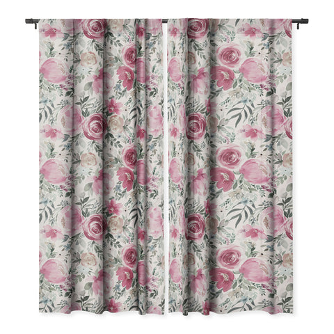 Ninola Design Pastel peony rose bouquet Pink Blackout Non Repeat