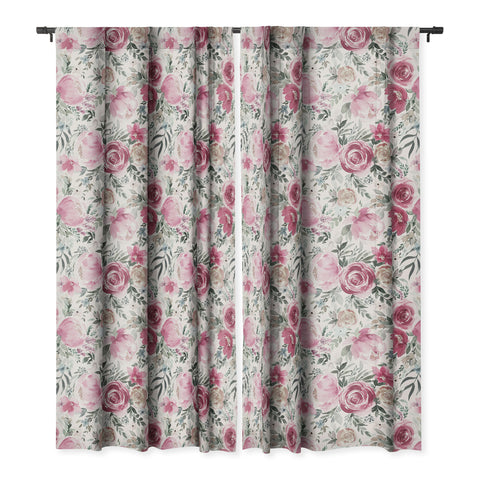 Ninola Design Pastel peony rose bouquet Pink Blackout Window Curtain