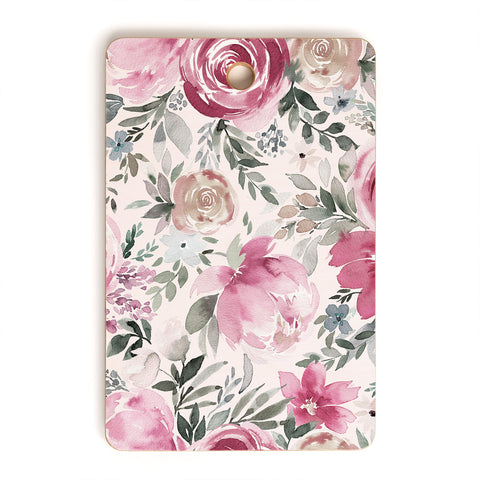 Ninola Design Pastel peony rose bouquet Pink Cutting Board Rectangle