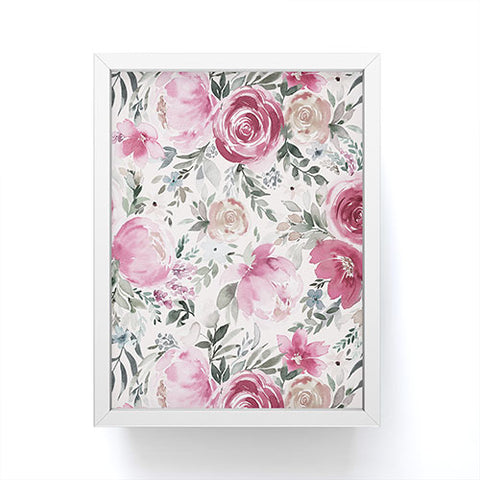 Ninola Design Pastel peony rose bouquet Pink Framed Mini Art Print