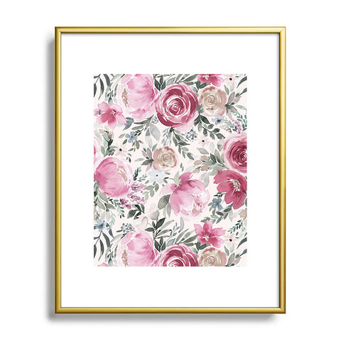 Ninola Design Pastel peony rose bouquet Pink Metal Framed Art Print