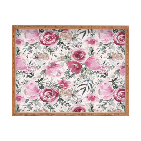 Ninola Design Pastel peony rose bouquet Pink Rectangular Tray