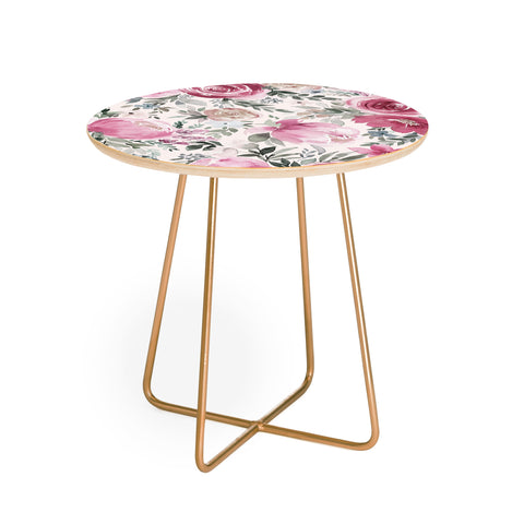 Ninola Design Pastel peony rose bouquet Pink Round Side Table