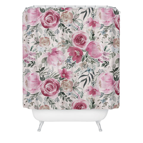 Ninola Design Pastel peony rose bouquet Pink Shower Curtain