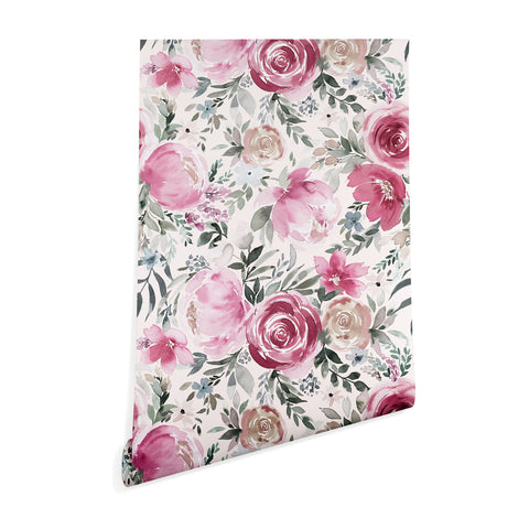 Ninola Design Pastel peony rose bouquet Pink Wallpaper