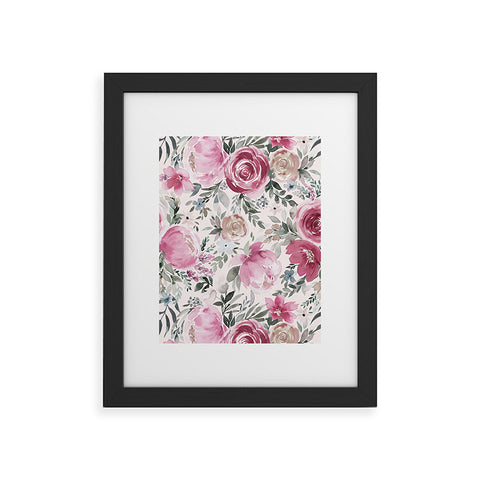 Ninola Design Pastel peony rose bouquet Pink Framed Art Print