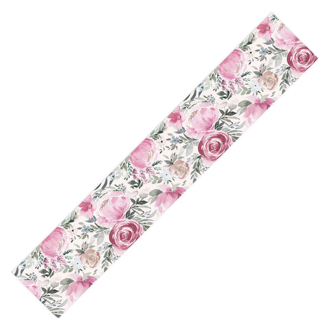 Ninola Design Pastel peony rose bouquet Pink Table Runner