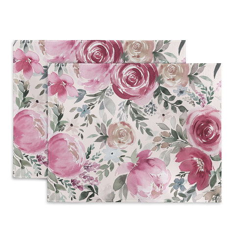 Ninola Design Pastel peony rose bouquet Pink Placemat