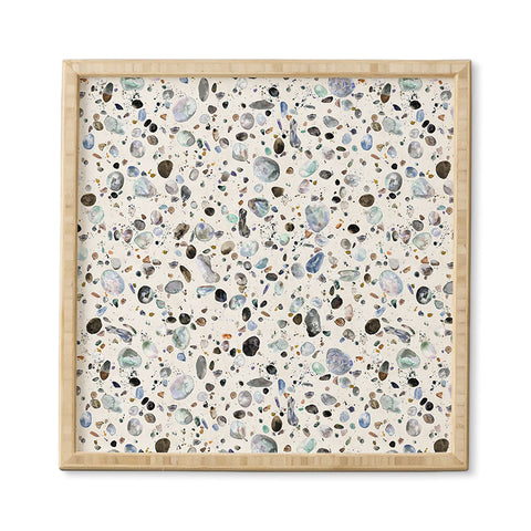 Ninola Design Pebble terrazzo blue Framed Wall Art