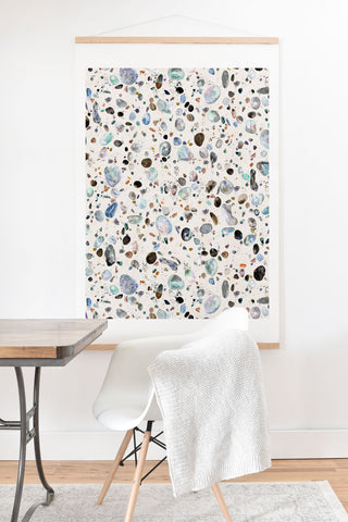 Ninola Design Pebble terrazzo blue Art Print And Hanger