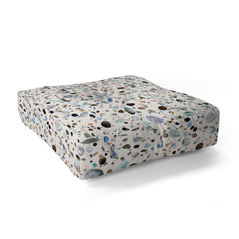 Ninola Design Pebble terrazzo blue Floor Pillow Square