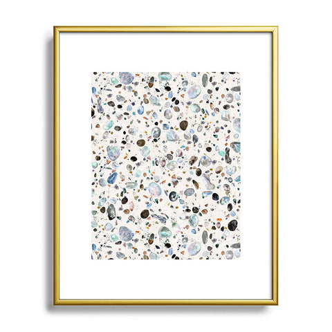 Ninola Design Pebble terrazzo blue Metal Framed Art Print