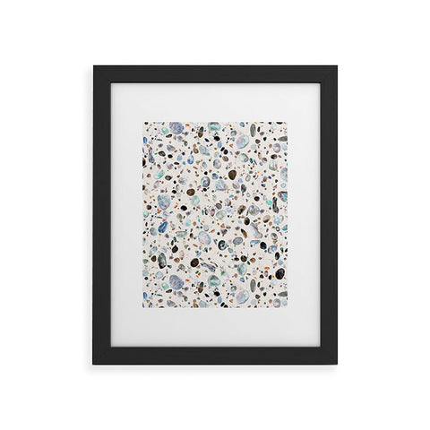 Ninola Design Pebble terrazzo blue Framed Art Print