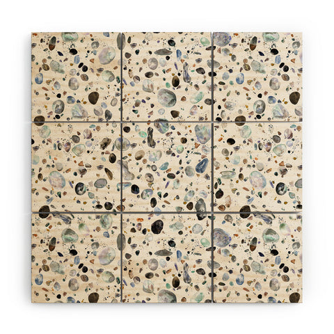 Ninola Design Pebble terrazzo blue Wood Wall Mural