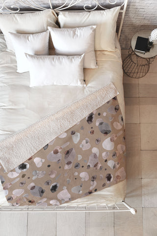 Ninola Design Pebbles Beige Fleece Throw Blanket