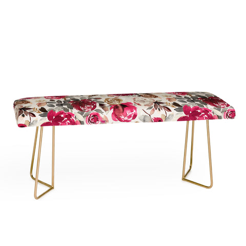 Ninola Design Peonies Roses Holiday flo Bench