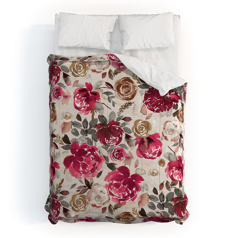 Ninola Design Peonies Roses Holiday flo Comforter