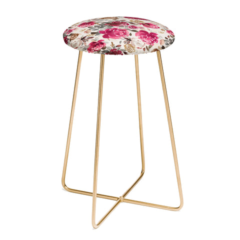Ninola Design Peonies Roses Holiday flo Counter Stool