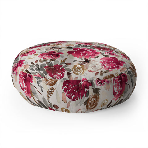 Ninola Design Peonies Roses Holiday flo Floor Pillow Round