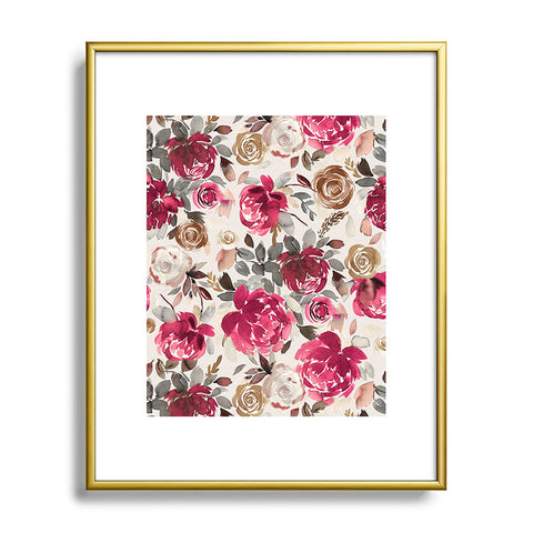 Ninola Design Peonies Roses Holiday flo Metal Framed Art Print