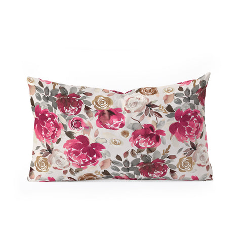 Ninola Design Peonies Roses Holiday flo Oblong Throw Pillow