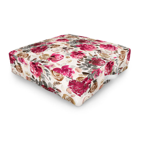 Ninola Design Peonies Roses Holiday flo Outdoor Floor Cushion