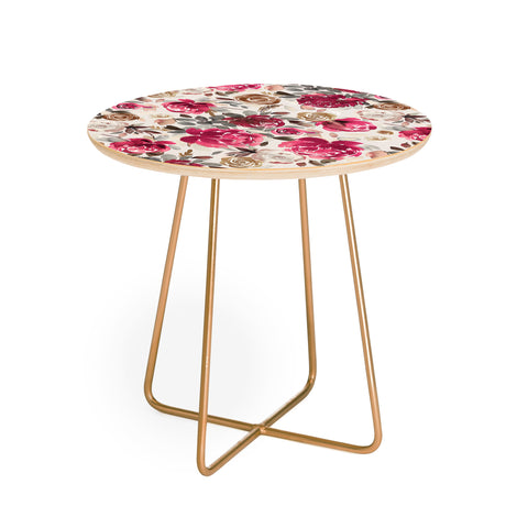 Ninola Design Peonies Roses Holiday flo Round Side Table