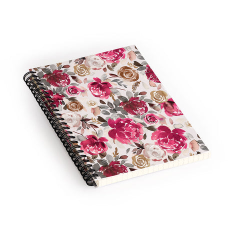 Ninola Design Peonies Roses Holiday flo Spiral Notebook