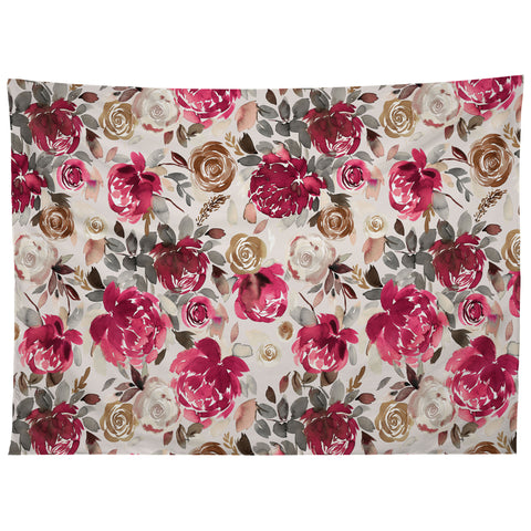 Ninola Design Peonies Roses Holiday flo Tapestry