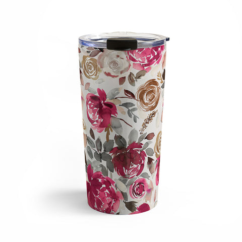 Ninola Design Peonies Roses Holiday flo Travel Mug
