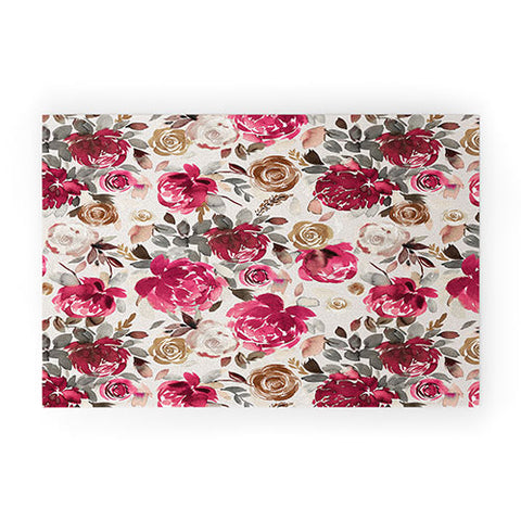 Ninola Design Peonies Roses Holiday flo Welcome Mat