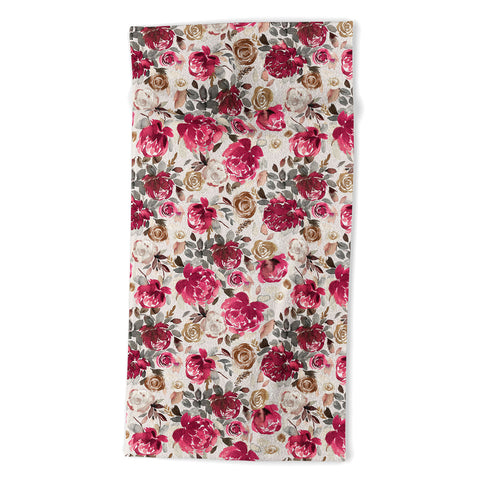 Ninola Design Peonies Roses Holiday flo Beach Towel
