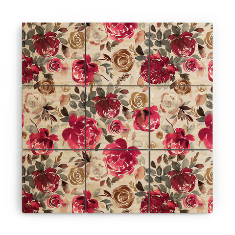 Ninola Design Peonies Roses Holiday flo Wood Wall Mural