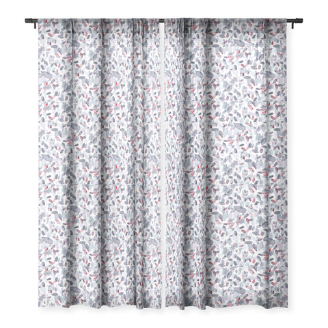 Ninola Design Petal Stains Gray Sheer Window Curtain