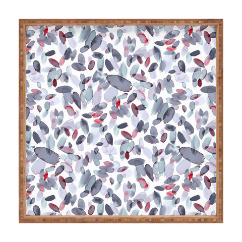Ninola Design Petal Stains Gray Square Tray