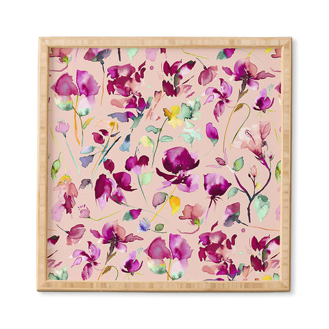 Ninola Design Pink botanical watercolor Framed Wall Art