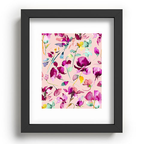 Ninola Design Pink botanical watercolor Recessed Framing Rectangle